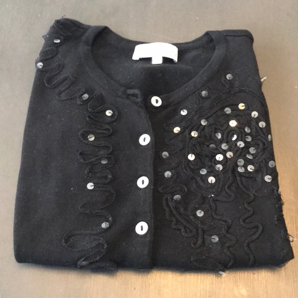 WHBM sequined cardigan. Black, small.